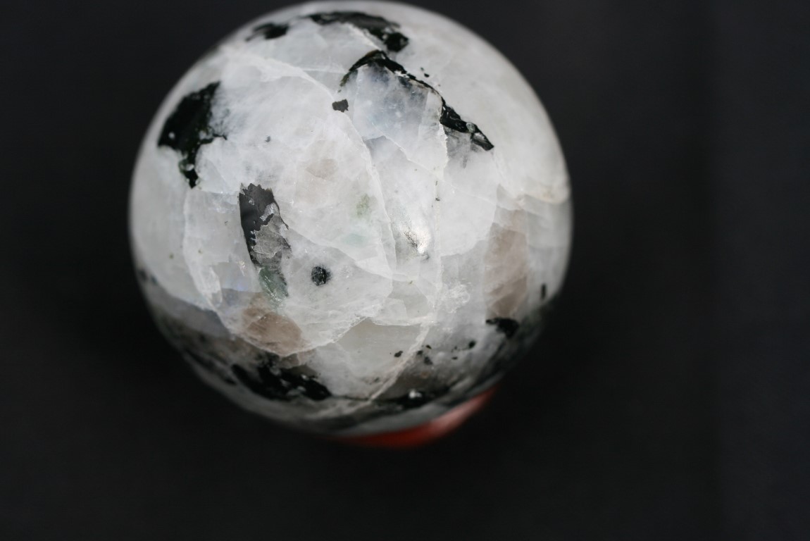 Moonstone and black Tourmaline Sphere 5219